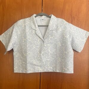 Cropped Puma button down fun print NWOT
